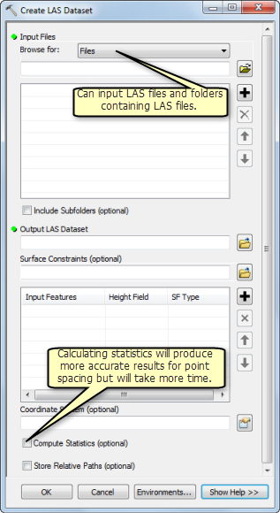 Herramienta de geoprocesamiento Crear dataset LAS