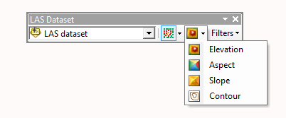 Opciones de visualización de superficie de la barra de herramientas de dataset LAS