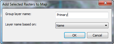 Cuadro de diálogo Agregar rásteres seleccionados al mapa