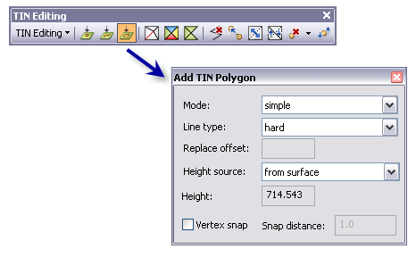 Cuadro de diálogo de la herramienta interactiva Agregar polígono TIN