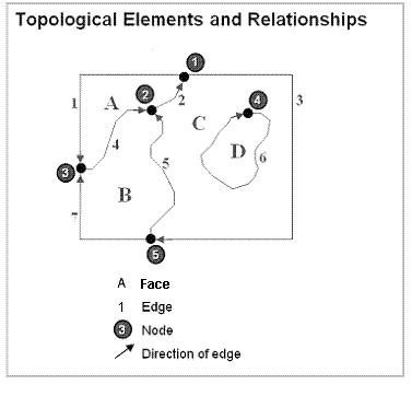 Ejemplo de gráfico de líneas topológicas de nodos, caras y bordes