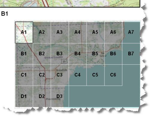 Primer plano de ejemplo de mapa localizador