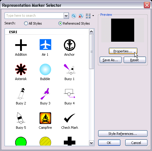 El cuadro de diálogo Selector de marcador de representación