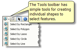 Selección de características utilizando la barra de herramientas Herramientas