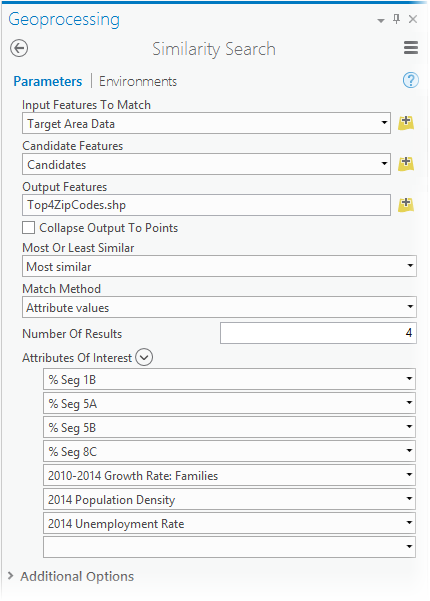 Similarity Search tool parameters