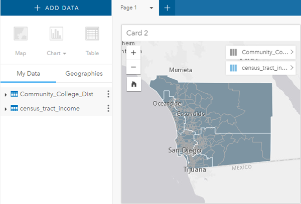 A new card with the college districts and census tract data