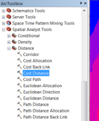 Browsing to the second Cost Distance tool