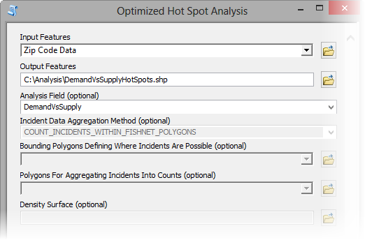 Optimized Hot Spot Analysis tool parameters