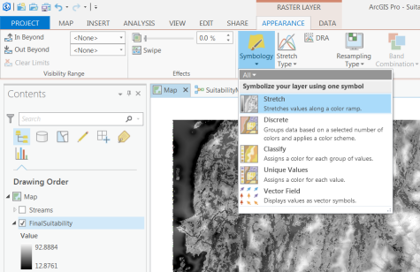 Changing the symbology for the FinalSuitability layer