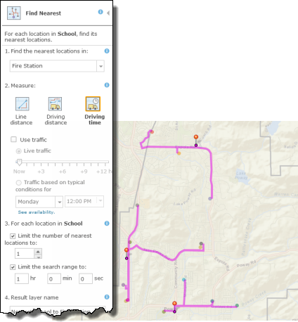 Find Nearest tool with parameters completed