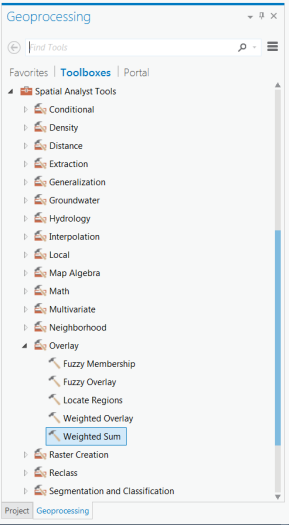 Browsing to the Weighted Sum tool