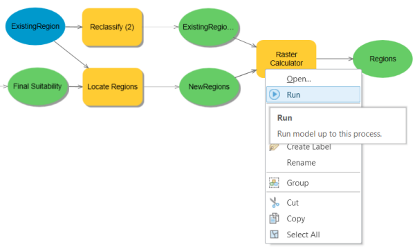 Running the Raster Calculator tool within the model