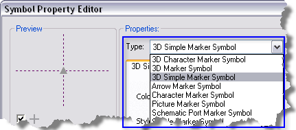 Sélectionner le type de symbole dans l'Editeur de propriétés des symboles