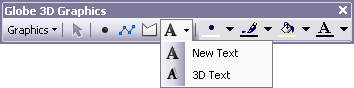 Outils de texte 3D et 2D de la liste déroulante Nouveau texte de la barre d'outils Graphiques 3D de globe