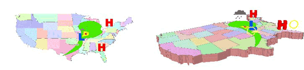 Cartes 2D et 3D des Etats-Unis