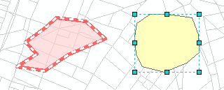 La nouvelle forme et le nouvel emplacement du polygone sont créés à l'aide de la barre d'outils Dessiner.