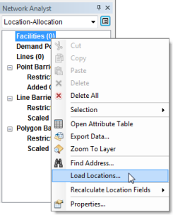 Clic sur Charger des localisations dans un menu contextuel