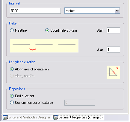 Pattern for segments based on the coordinate system