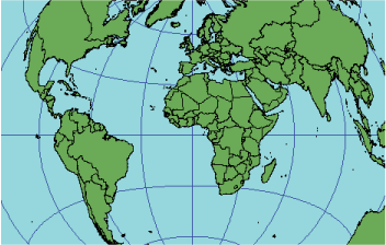 Illustration de la projection équidistante azimutale