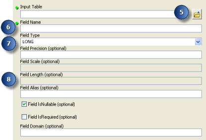 Interface utilisateur de l'outil de géotraitement Ajouter un champ : procédure de modification de l'entité de l'index du quadrillage