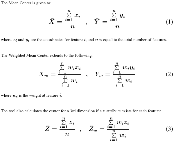 Formules mathématiques sous-jacentes de l'outil Mean Center