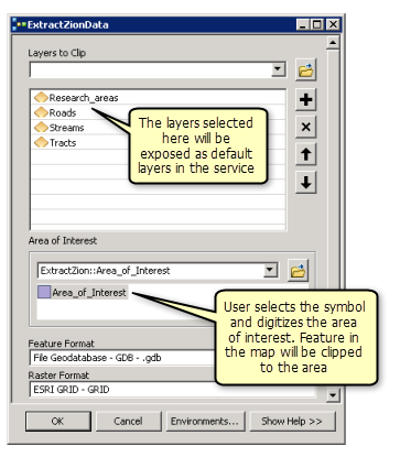 Utilisation de la boîte de dialogue de l'outil ExtractZionData