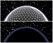 Comparaison de la surface du globe avec et sans maillage activé