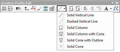 Aviation Profile Edit toolbar with vertical symbology tools exposed