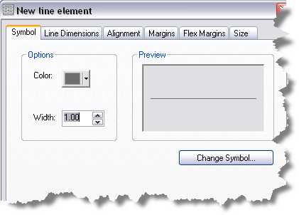 New line element dialog box