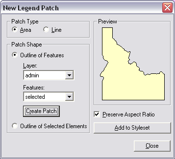 Création d'une face de légende personnalisée à l'aide du contour de l'état de l'Idaho