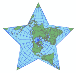 Illustration de la version de la projection de l'étoile de Berghaus pour l'AAG
