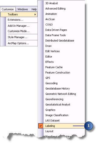 Action permettant d'activer la barre d'outils Etiquetage