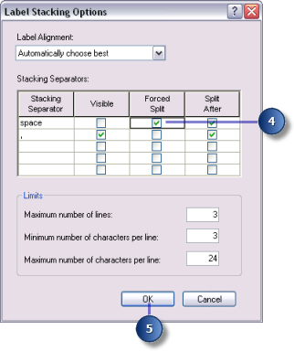 Options d'étiquettes multi-lignes