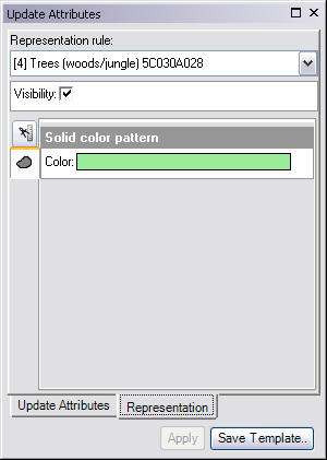 Representation tab in the Update Attributes window