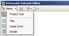 Menu déroulant Vues de l'éditeur de jeu de données schématique