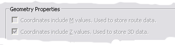 La coche en regard de l'option "Coordonnées avec valeurs Z (données 3D)" indique que la classe d'entités peut gérer les valeurs z et les stocker.
