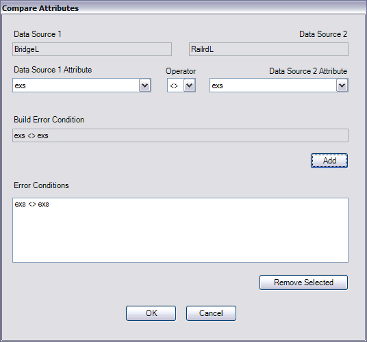 Compare Attributes dialog box