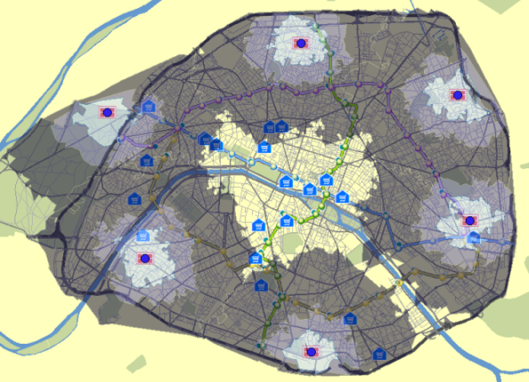 Carte des résultats de zone de desserte