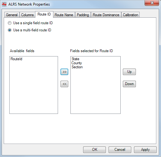 Edit route ID in network properties