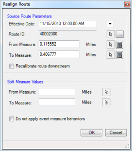 Realign Route dialog box