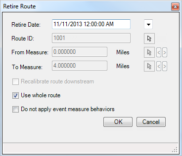 Retire Route dialog box