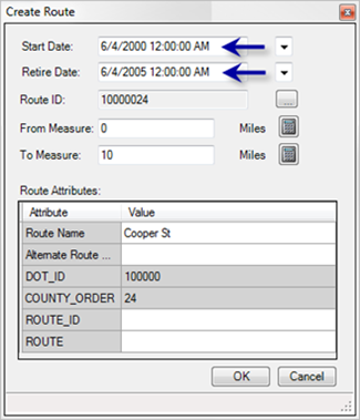 Time span of the original route