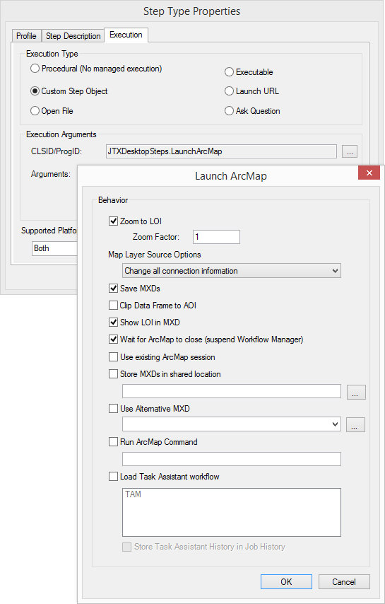 Launch ArcMap dialog box with default behavior configuration