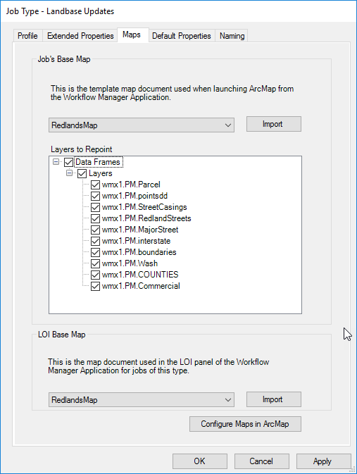 Job Type Maps tab