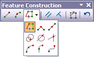 Barre d'outils Construction d'entité affichant les méthodes de construction disponibles