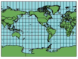 Illustration de la projection cylindrique de Miller