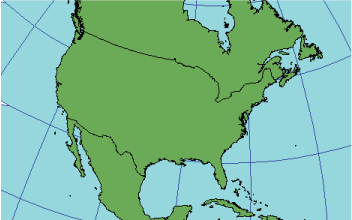 Illustration de la projection équidistante deux points