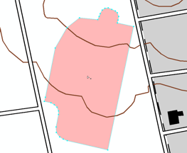 Le rectangle de sélection n'est plus visible mais les sommets qui définissent le contour du bâtiment sont tous sélectionnés.