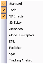 Liste des barres d'outils dans ArcGlobe