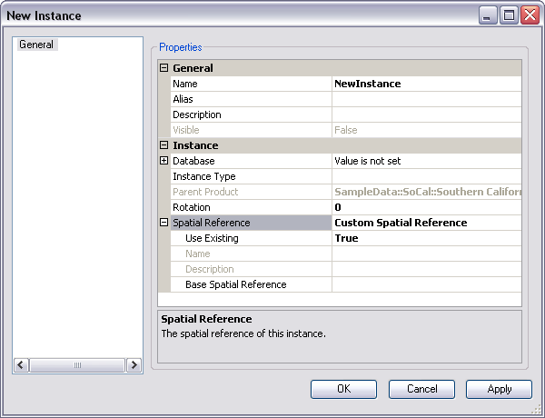 Spatial Reference property for an instance